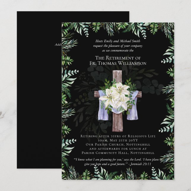 Priest Pastor Deacon Minister Retirement Invites (Front/Back)