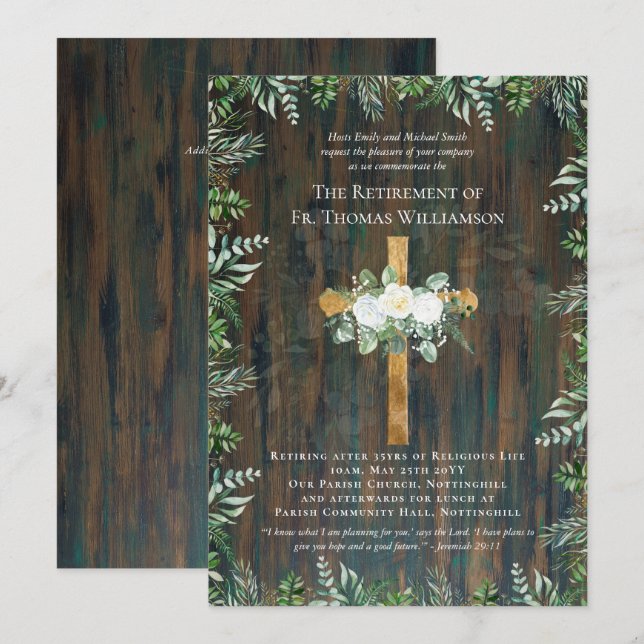 Priest Pastor Deacon Minister Retirement Roses (Front/Back)