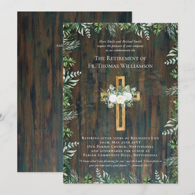 Priest Pastor Deacon Minister Retirement Roses (Front/Back)