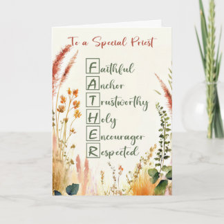 Priest Religious Father's Day Acrostic Words Card