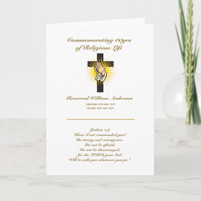 Priest Retirement Card Personalised Bible Verse (Front)