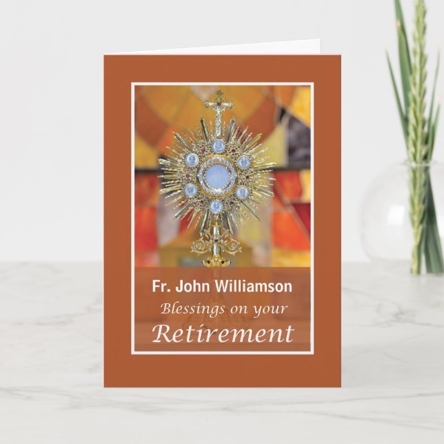 Priest Retirement Gold Look Monstrance with Host Card (Front)