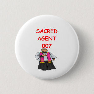 priest secret agent 6 cm round badge