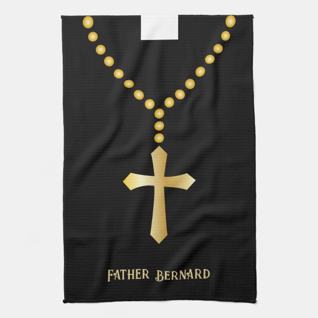 Priest Vicar Pastor Religious Tea Towel (Vertical)