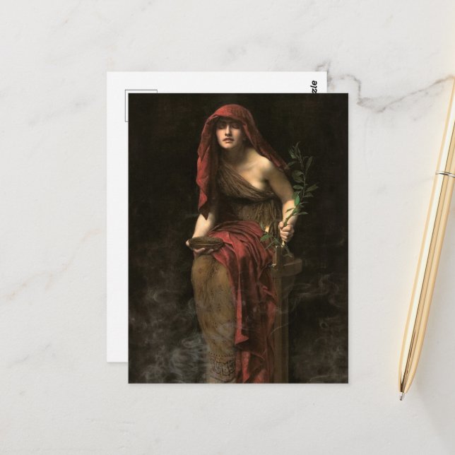 Priestess of Delphi by John Collier Postcard (Front/Back In Situ)