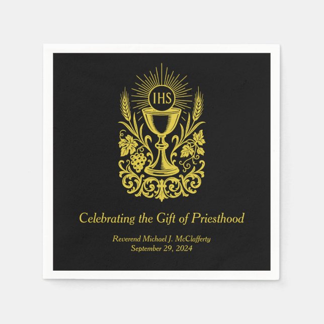 Priesthood Ordination Eucharist Chalice Host Napkin (Front)