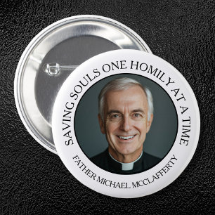 PRIESTHOOD PHOTO SIMPLE BLACK AND WHITE 6 CM ROUND BADGE
