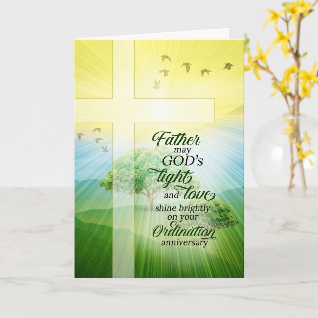 Priest's Ordination Anniversary Sunlit Meadow Card (Yellow Flower)