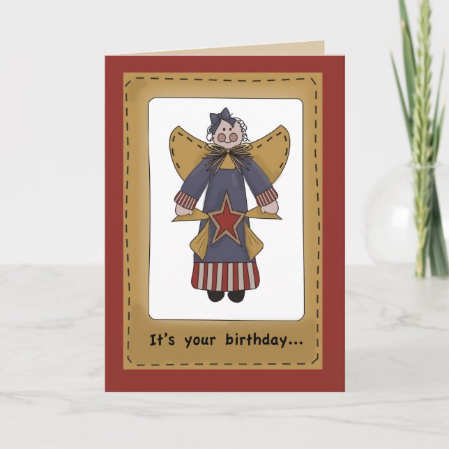 Prim Angel Birthday Star Card (Front)