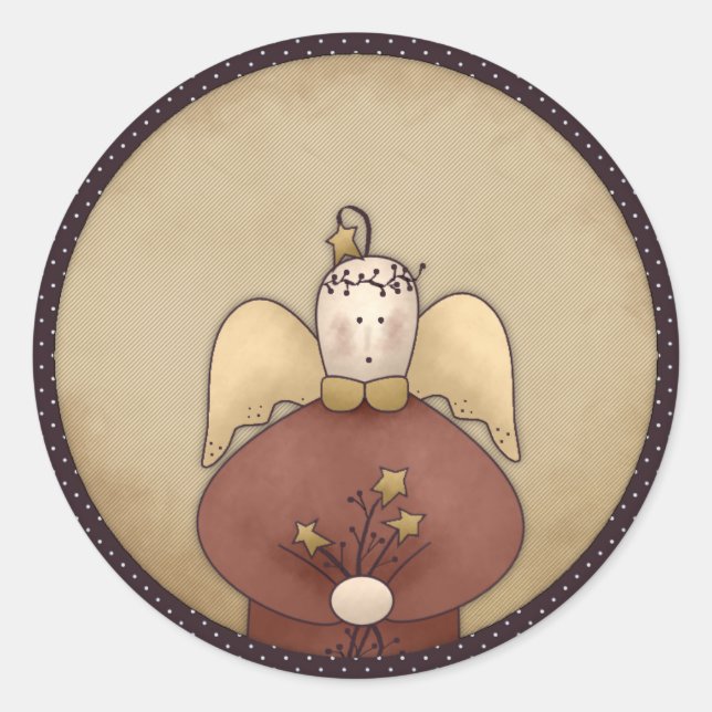 Prim Angel Holiday Christmas Pretty Stickers (Front)