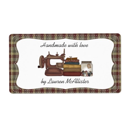 Prim Country Handmade Sewing Label Shipping Label