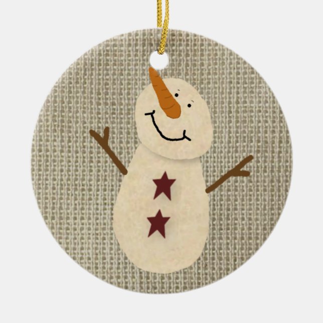 Prim Country Snowman Ornament (Front)