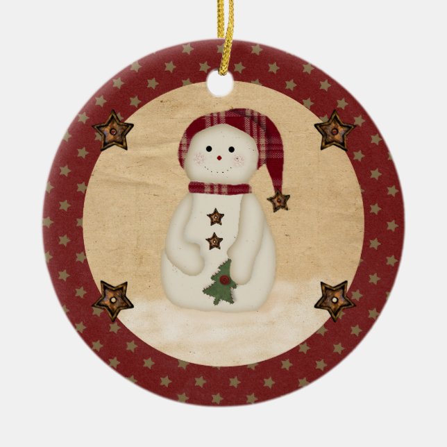 Prim Country Snowman Ornament (Front)
