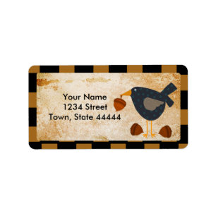 Prim Crow and Acorns Thanksgiving Address Labels