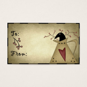 Prim Crow in a Watering Can - Gift Tags