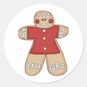 Prim Gingerbread Christmas Cookie Classic Round Sticker