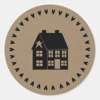 Prim House and Hearts Brown Craft Paper Style