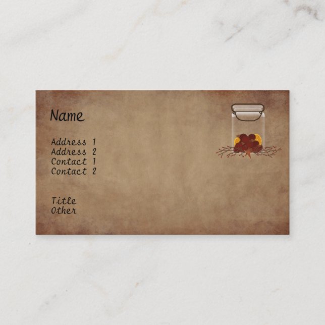 Prim Jar Fixins Business Card (Front)
