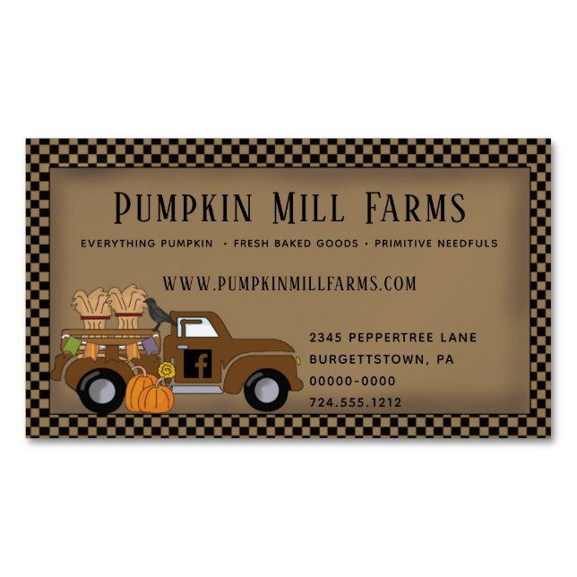 PRIM PUMPKIN FARM VINTAGE TRUCK COUNTRY MAGNET  (Front)