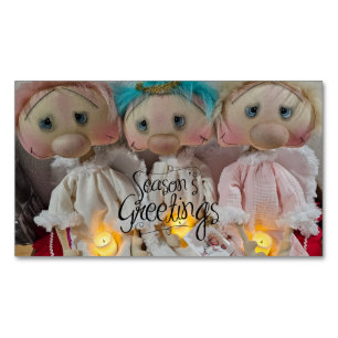 Prim Raggedy Angels Season's Greetings Magnetic Business Card