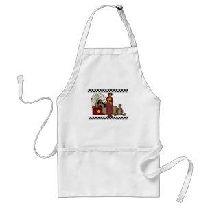 Prim Rose and Bernice with checks white apron