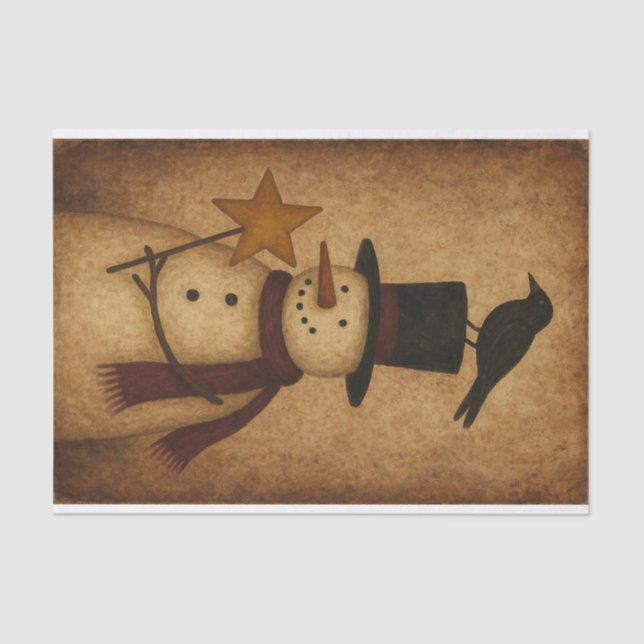 Prim Snowman and Crow Tissue Paper (Front)