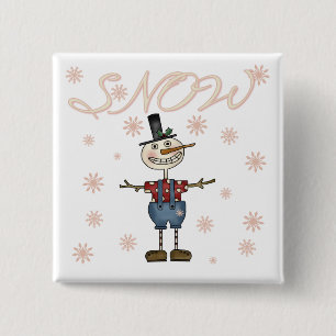 Prim Snowman Tshirts and Gifts 15 Cm Square Badge