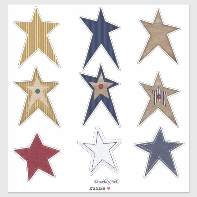 Prim Style Stars Fabric Look So Cute (Sheet)