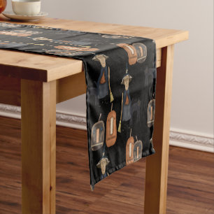 Prim Witch, Cat and Pumpkins   Halloween Short Table Runner