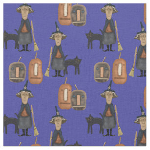 Prim Witches and Pumpkins, Cotton 56" Fabric