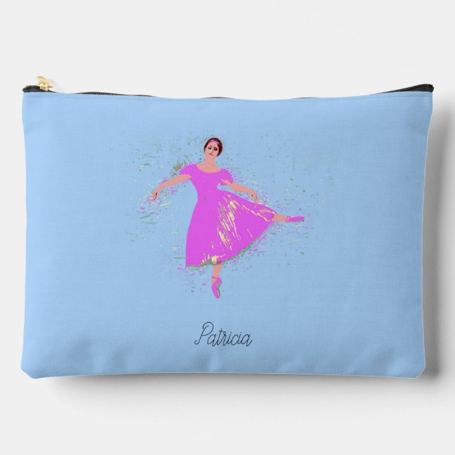 Prima Ballerina Dancer Pink Dress Personalised Accessory Pouch (Front)