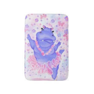 Prima Ballerina Hippo - Add Your Name / Text Bath Mat