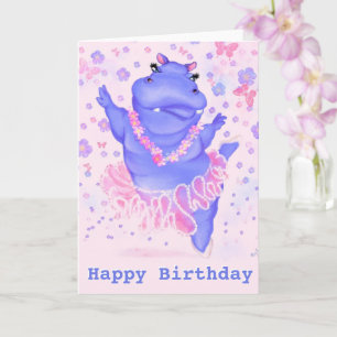 Prima Ballerina Hippo Birthday Card
