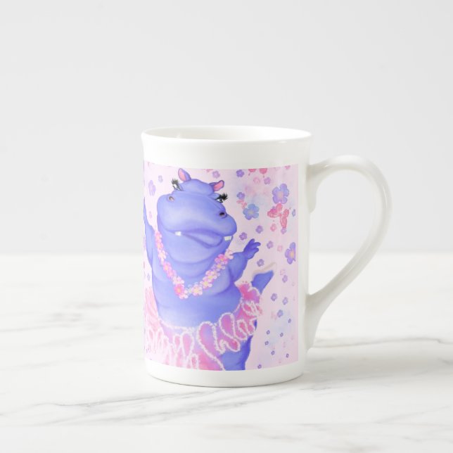 Prima Ballerina Hippo - Happy Dancer Bone China Mug (Right)