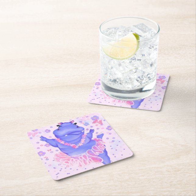 Prima Ballerina Hippo Paper Coaster (Insitu)