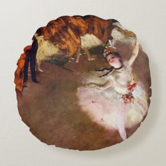 Prima Ballerina, Rosita Mauri by Edgar Degas Round Cushion