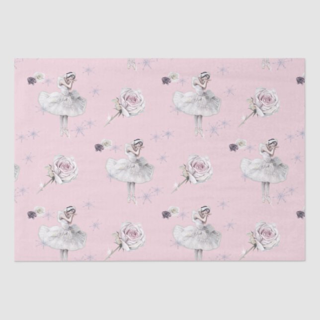 Prima Ballerina Swan and Roses Tissue Paper (Front)