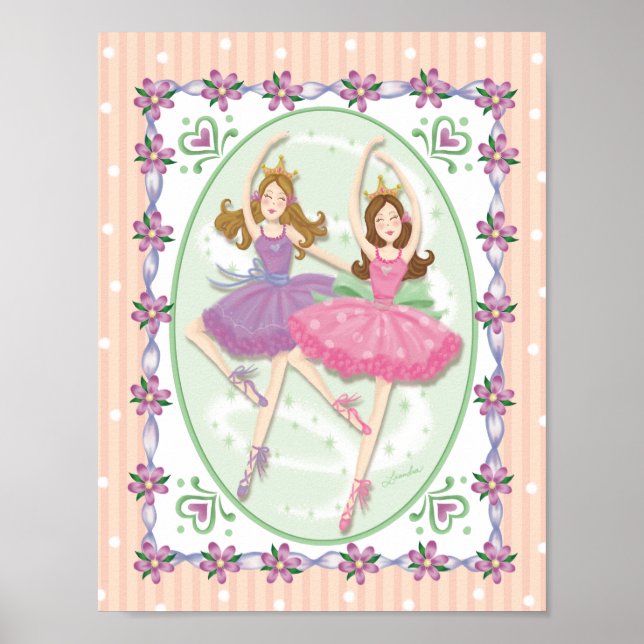 Prima Ballerinas Twins Peach Striped Cameo Poster (Front)
