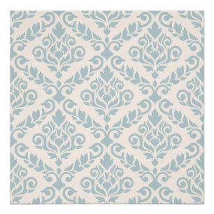 Prima Damask Big Ptn Blue on Cream Poster