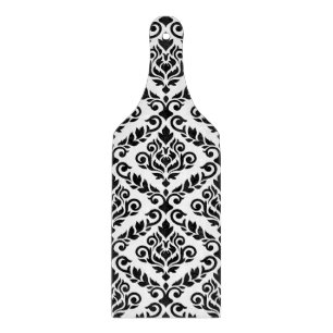 Prima Damask Pattern Black on White Cutting Board