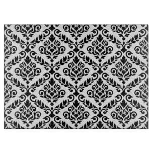 Prima Damask Pattern Black on White Cutting Board