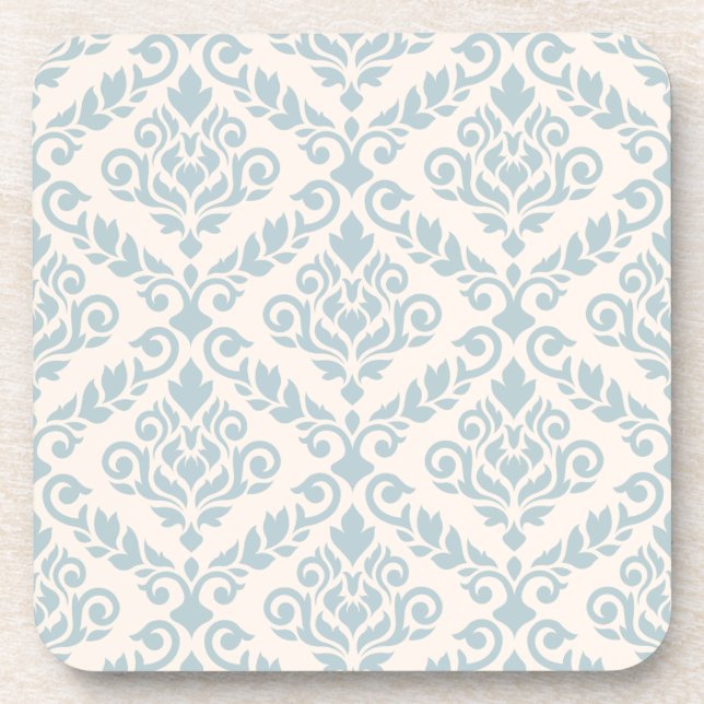Prima Damask Pattern Blue on Cream Coaster (Front)