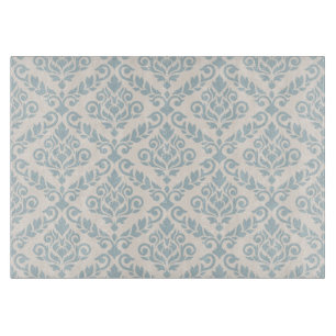 Prima Damask Pattern Blue on Cream Cutting Board