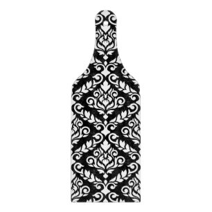 Prima Damask Pattern White on Black Cutting Board