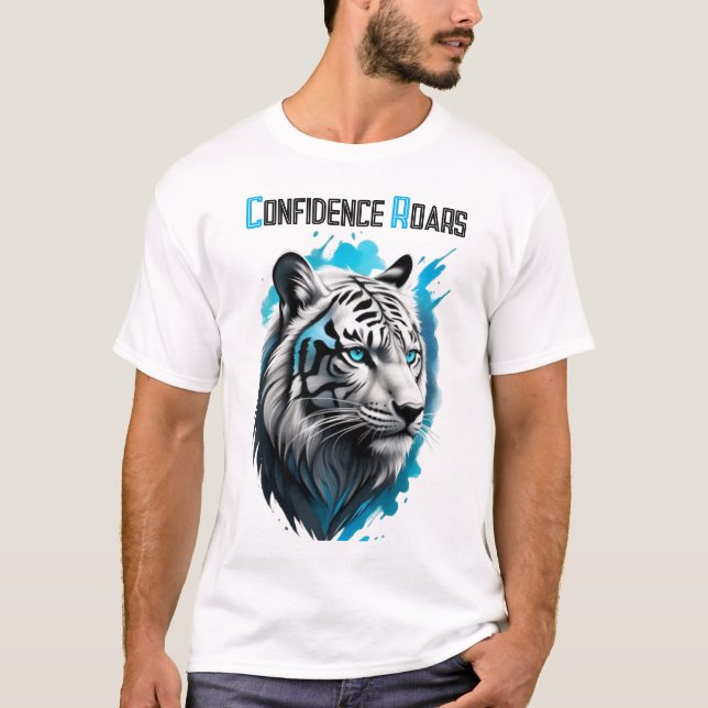 Primal Beauty: Blue Eyes of a White Tiger T-Shirt (Front)
