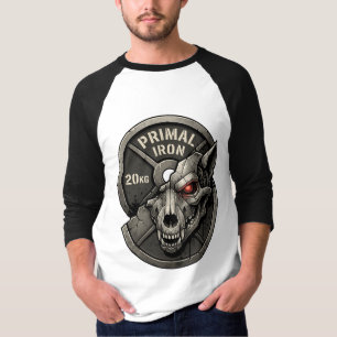 Primal Iron Wolf Gym Weight Plate Graphic T-Shirt