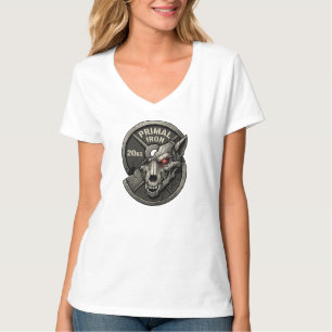 Primal Iron Wolf Gym Weight Plate Graphic T-Shirt