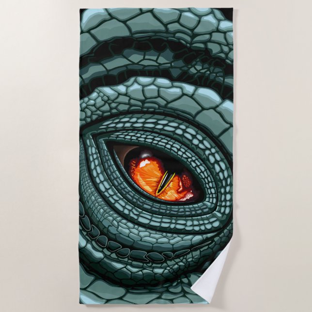 Primal Reptile Predator Eye Beach Towel (Front)