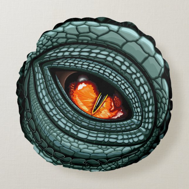 Primal Reptile Predator Eye Round Cushion (Front)
