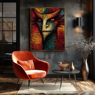 Primal Spirit Mask Abstract – Expressionist tribal Poster